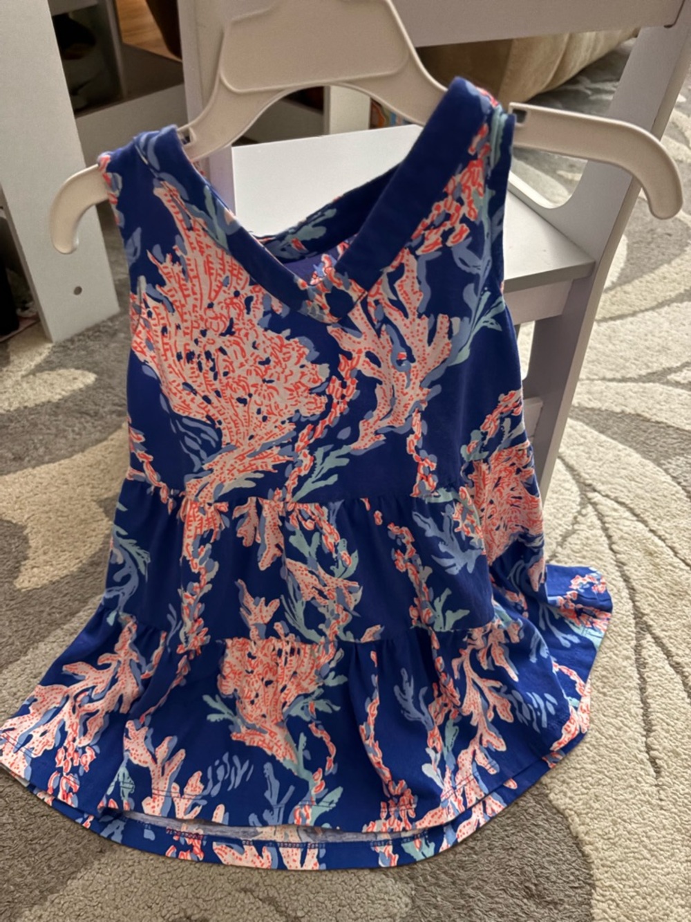 Lilly Pulitzer Toddler Girls Vibrant Pink & Blue Printed Sundress (5) - Picture 8 of 10
